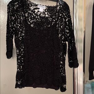 NorthStyle Women's Black Crochet Blouse